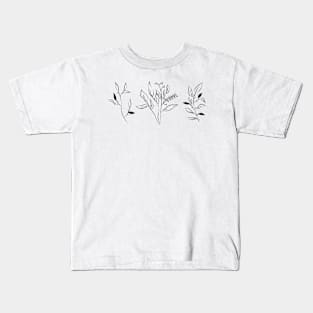 Black And White Minimalist Scandinavian Plant Design Kids T-Shirt